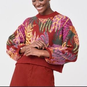 NWT Jungle Print Farm Rio Oversized Sweater Size XL new with tags